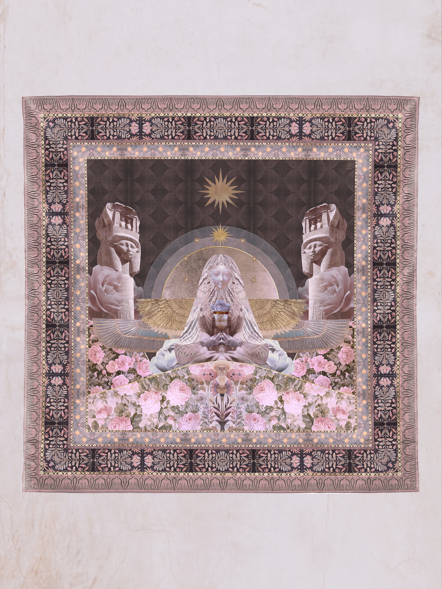 NIGHT GARDEN SILK-WOOL SHAWL