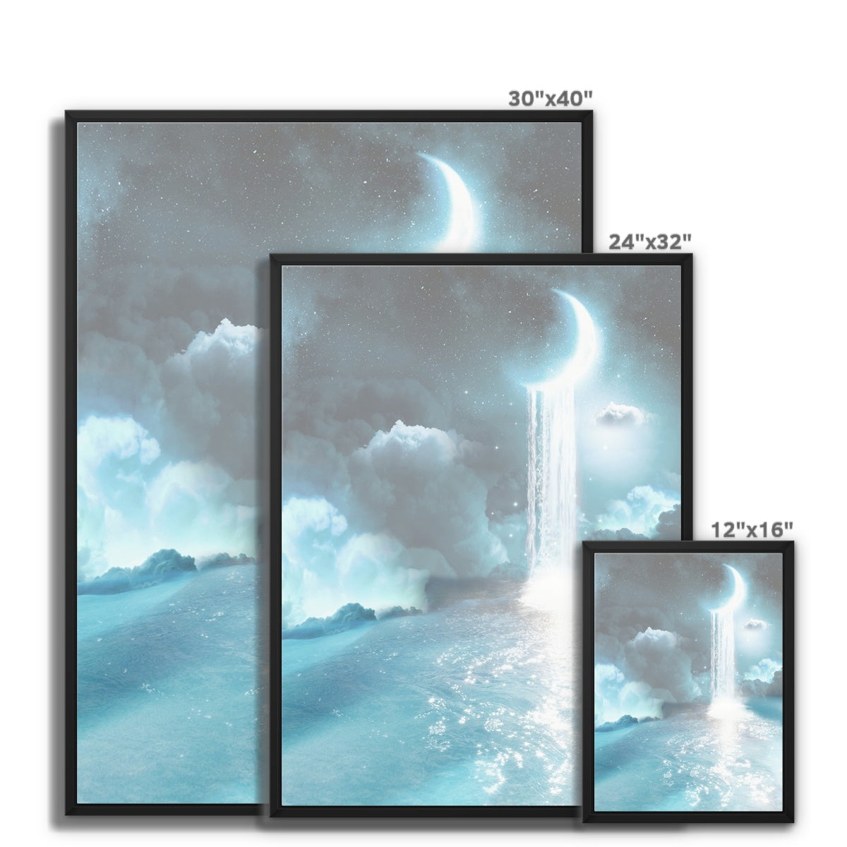 Lunar Waters Framed Canvas - Starseed Designs Inc.